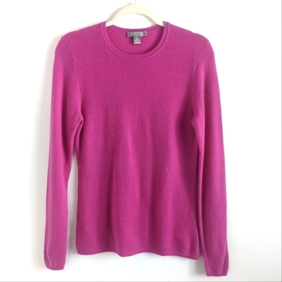 𝅺CHARTER Club 2Ply Pink Cashmere Crew Neck Sweater S - Picture 1 of 12